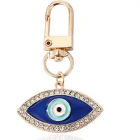 LGT JWLS Goudkleurige Oog Sleutelhanger Blauw met Strass Steentjes