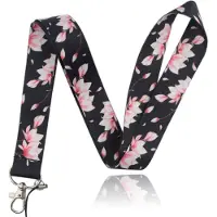 LGT JWLS Sleutelkoord of Tassenhanger met Bloemen Print Zwart