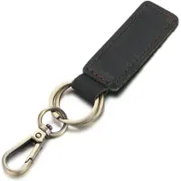 LGT JWLS Heren Sleutelhanger met Zwart Leren Label en Musketon