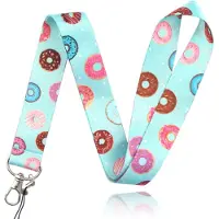 LGT JWLS Sleutelkoord of Tassenhanger met Donuts Print Turquoise