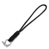 LGT JWLS Paracord Sleutelhanger Telefoonkoord Zwart met Zilverkleurige haak