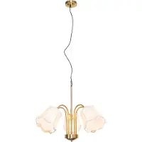 QAZQA Klassieke hanglamp messing met witte lampenkap 5-lichts - Nona