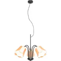 QAZQA Klassieke hanglamp zwart met lampenkap goud 5-lichts - Nona