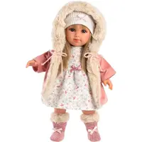 Llorens Elena With Flower Dresscoat With Hat And Fur Socks Baby Doll 35 Cm Roze Kinderen