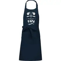 Kariban Cadeauschort - Tekstschort - Keukenschort met je naam - BBQ schort - verjaardag - vaderdag - De beste kok is toevallig deze Papa - navy blauw