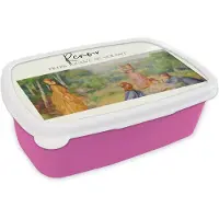 MuchoWow Broodtrommel Roze - Lunchbox - Brooddoos - Kunst - Renoir - Oude meesters - 18x12x6 cm - Kinderen - Meisje