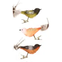Krebs Decoratie vogeltjes - op clip - 3x - gekleurd - 11 cm - glas - Kerstvogeltjes - kerstboomversiering