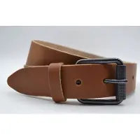 Scotts Bluf riemen.nl - 4 cm cognac riem - maat 85 totale lengte riem 100 cm - splitleer - Heren riem / dames riem - cognac jeansriem met zwarte gesp