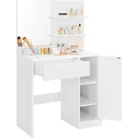 Nancy's Bryants Cove Kaptafel met Spiegel - Make-up Tafel - Kaptafels - Modern - Wit - 80 x 40 x 132 cm