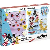 Totum Disney classics Mickey & Minnie Totum 2 in 1 knutselset armbandjes en figuren versieren met strass steentjes - creatief speelgoed