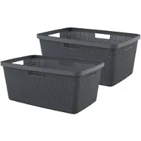 Curver Jute Wasmand 46L - 2 stuks - Donkergrijs