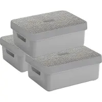 Sunware Opbergbox - 3x stuks - lichtgrijs - 9L - kunststof met deksels