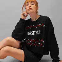 B&C Foute Kersttrui Rendieren - Met tekst: Kersttrui - Kleur Zwart - ( MAAT XL - UNISEKS FIT ) - Kerstkleding voor Dames & Heren
