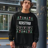 B&C Foute Kersttrui Candy Cane - Met tekst: Kersttrui - Kleur Zwart - ( MAAT L - UNISEKS FIT ) - Kerstkleding voor Dames & Heren
