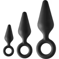 Dream Toys - Dreamtoys - Set van 3 anaalpluggen met ring - Zwart