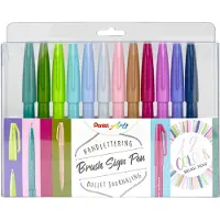 Pentel Fude Touch Brush Sign Pen 12-set Pastel
