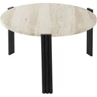 AYTM Tribus Salontafel Black | Travertine | Ø60 cm