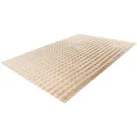 Lalee Harmony - 3d Vloerkleed - Tapijt – Karpet - Hoogpolig - Superzacht - comfy Fluffy - 3d blokjes- rabbit- 80x150 cm beige