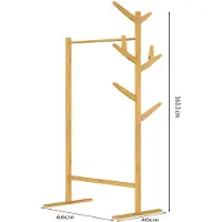 Casaria Kledingrek Kapstok 2in1 Bamboe met kledingstang en 8 haken