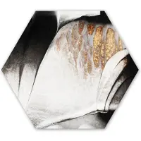 MuchoWow Hexagon wanddecoratie - Kunststof Wanddecoratie - Hexagon Schilderij - Goud - Abstract - Design - 75x65 cm