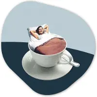 MuchoWow Organische wanddecoratie 60x60 cm - Organisch schilderij Vrouw - Koffie - Vintage - Muurdecoratie woonkamer - Kamer decoratie - Schilderijen - Muurcirkel aesthetic