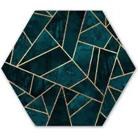 MuchoWow Hexagon wanddecoratie - Kunststof Wanddecoratie - Hexagon Schilderij - Stenen - Goud - Luxe - Patronen - Abstract - 75x65 cm