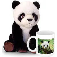 Keel Toys Panda Cadeauset kind - Panda knuffel 25 cm en foto Drinkbeker 300ml