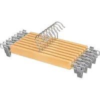Hoppa! Broekhangers | Set Van 8 | Hout/Metaal | Naturel | Kleerhangers | Kledinghangers