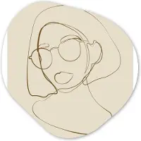 MuchoWow Organische wanddecoratie 90x90 cm - Organisch schilderij Vrouw - Line art - Minimalisme - Muurdecoratie woonkamer - Kamer decoratie - Schilderijen - Muurcirkel aesthetic