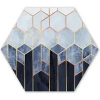 MuchoWow Hexagon wanddecoratie - Kunststof Wanddecoratie - Hexagon Schilderij - Hexagon - Gold - Luxe - Patronen - 120x103 cm