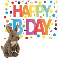 Wild republic - Knuffel kangoeroe 20 cm met Happy Birthday wenskaart