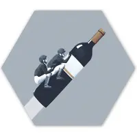 MuchoWow Hexagon wanddecoratie - Kunststof Wanddecoratie - Hexagon Schilderij - Fles - Mannen - Vintage - 75x65 cm