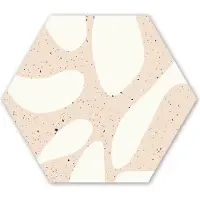 MuchoWow Hexagon wanddecoratie - Kunststof Wanddecoratie - Hexagon Schilderij - Planten - Abstract - Roze - Pastel - 120x103 cm