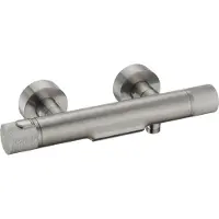 Ben Engraved Cross thermostatische badkraan met watervaluitloop en gravering RVS-look