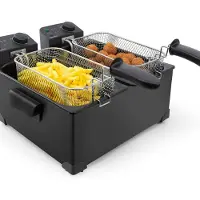 Tomado TDF6001B - Dubbele frituurpan - 2 x 3 liter - koude zone - zwart