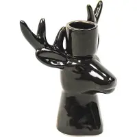 House Vitamin Candle holder reindeer ceramic black 16x9x16,5cm
