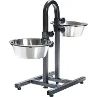 Topmast Verstelbare voederstandaard - 2 RVS kommen 25cm - Afzonderlijk verstelbaar. Voor honden tot 40 kilo