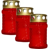 COSY&TRENDY Cosy & Trendy Grafkaars/gedenklicht met deksel - 6x stuks - Rood - 7 x 12 cm - 10 branduren - kerkhof - grafkaarsen