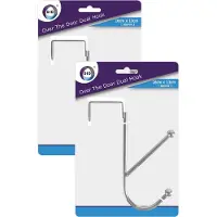 Did 8x stuks deurhangers met dubbele kapstokhaak RVS 16 x 13 cm - Ruimtebesparende ophanghaken