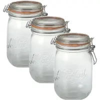 Le Parfait Weckpotten - inmaakpotten - 12x stuks - met klepdeksel - inhoud 1000 ml - 17.5 cm - glas