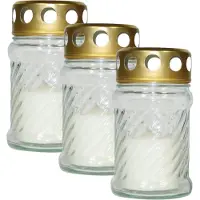 COSY&TRENDY Cosy & Trendy Grafkaars - 6x stuks - gedenklicht met deksel - wit - 7 x 12 cm - 10 branduren