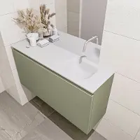 Mondiaz Olan 100cm toiletmeubel army met wastafel talc rechts geen kraangat