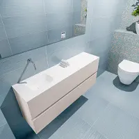 Mondiaz Ada 120cm toiletmeubel linen met wastafel talc links zonder kraangat