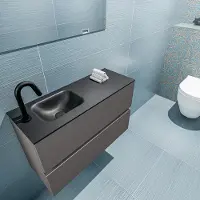 Mondiaz ada 80 cm toiletmeubel dark grey. Lex wastafel urban links 1 kraangat