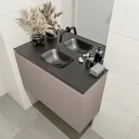 Mondiaz olan 80 cm toiletmeubel smoke. Lex wastafel urban midden geen kraangat