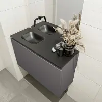 Mondiaz olan 80 cm toiletmeubel dark grey. Lex wastafel urban links geen kraangat