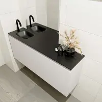 Mondiaz olan 120 cm toiletmeubel linen. Lex wastafel urban links 1 kraangat