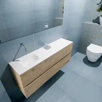 Mondiaz ada 120 cm toiletmeubel washed oak. Lex wastafel talc links zonder kraangat
