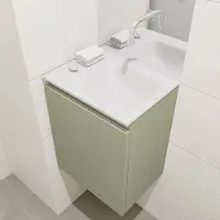 Mondiaz Olan 40cm toiletmeubel army met wastafel talc rechts geen kraangat