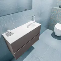 Mondiaz ada 80 cm toiletmeubel dark grey. Lex wastafel talc rechts 1 kraangat